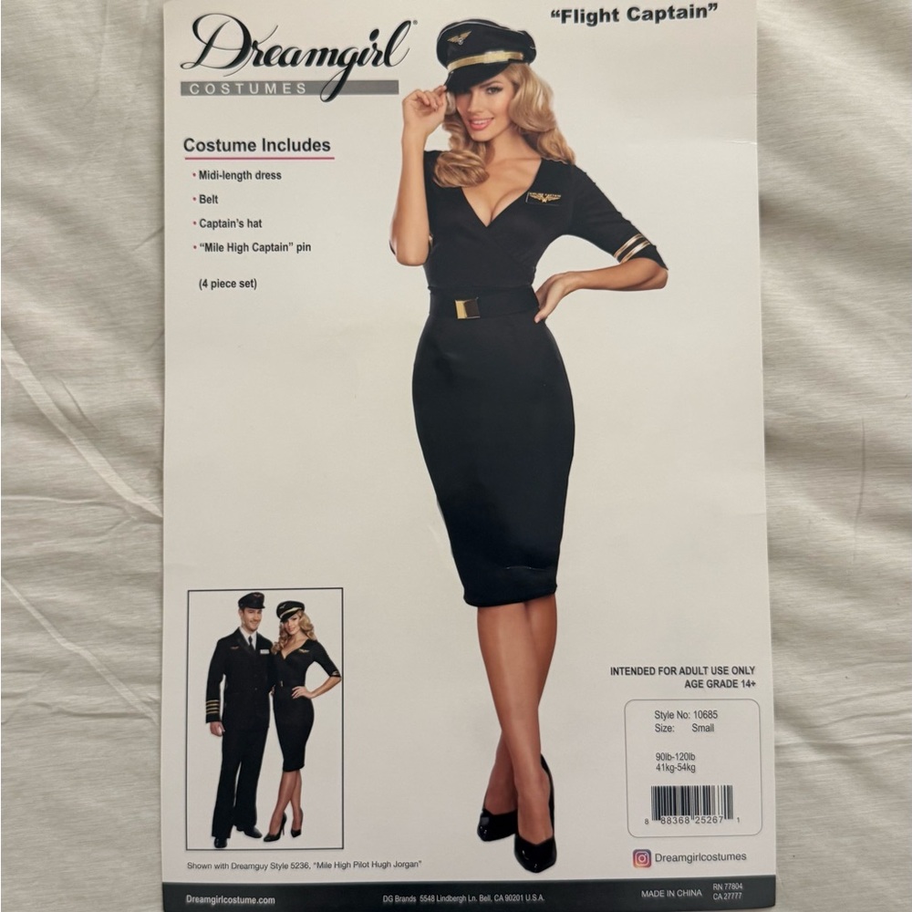 Dreamgirl Black Flight Captain Ensemble